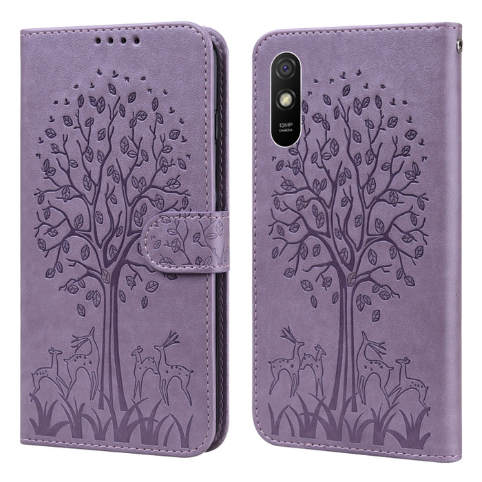 Estuche para teléfono de cuero con tapa prensada con patrón de árbol y ciervo, For Nokia 3.4 / 5.4, For Nokia G20 / G10 / 6.3, For Sony Xperia 10 III, For Xiaomi Redmi Note 10 Lite, For Xiaomi Redmi 9T / 9 Power, For Xiaomi Redmi 10                    ...