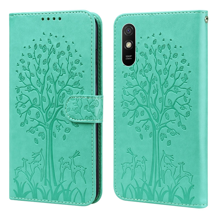 Estuche para teléfono de cuero con tapa prensada con patrón de árbol y ciervo, For Nokia 3.4 / 5.4, For Nokia G20 / G10 / 6.3, For Sony Xperia 10 III, For Xiaomi Redmi Note 10 Lite, For Xiaomi Redmi 9T / 9 Power, For Xiaomi Redmi 10                    ...