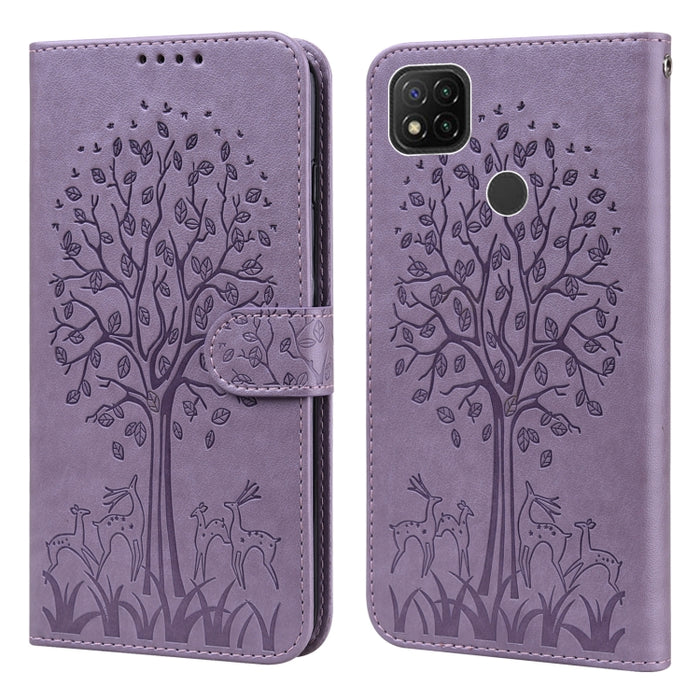 Estuche para teléfono de cuero con tapa prensada con patrón de árbol y ciervo, For Nokia 3.4 / 5.4, For Nokia G20 / G10 / 6.3, For Sony Xperia 10 III, For Xiaomi Redmi Note 10 Lite, For Xiaomi Redmi 9T / 9 Power, For Xiaomi Redmi 10                    ...