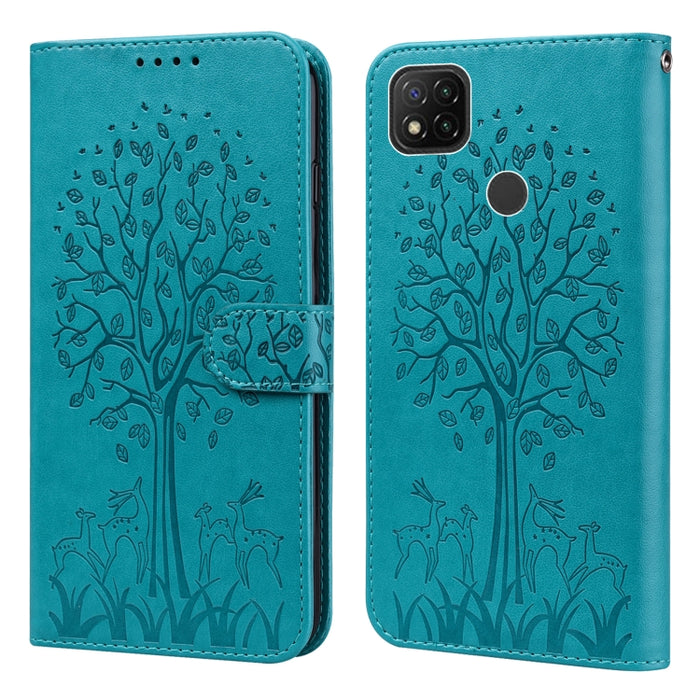 Estuche para teléfono de cuero con tapa prensada con patrón de árbol y ciervo, For Nokia 3.4 / 5.4, For Nokia G20 / G10 / 6.3, For Sony Xperia 10 III, For Xiaomi Redmi Note 10 Lite, For Xiaomi Redmi 9T / 9 Power, For Xiaomi Redmi 10                    ...