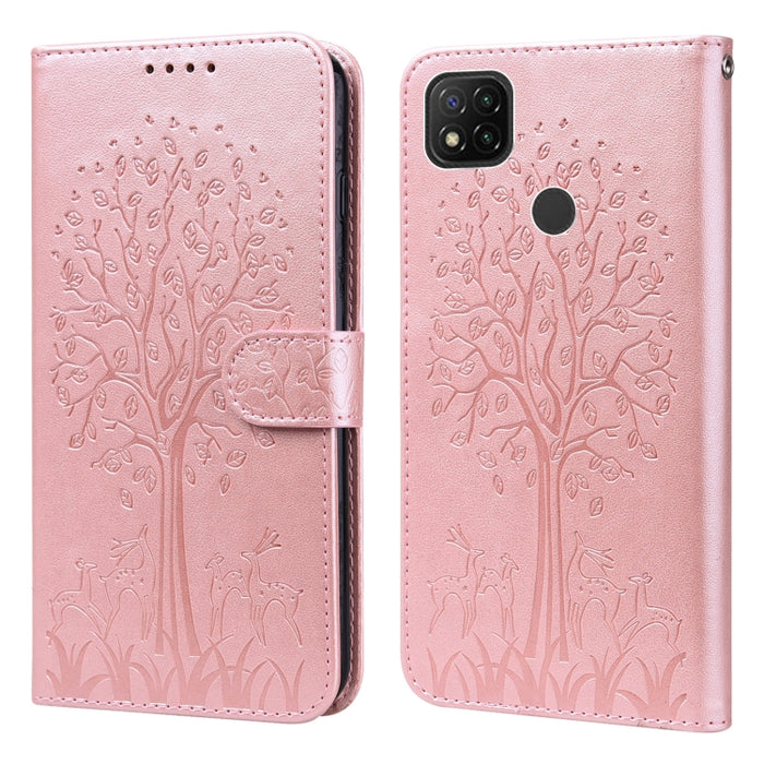 Estuche para teléfono de cuero con tapa prensada con patrón de árbol y ciervo, For Nokia 3.4 / 5.4, For Nokia G20 / G10 / 6.3, For Sony Xperia 10 III, For Xiaomi Redmi Note 10 Lite, For Xiaomi Redmi 9T / 9 Power, For Xiaomi Redmi 10                    ...