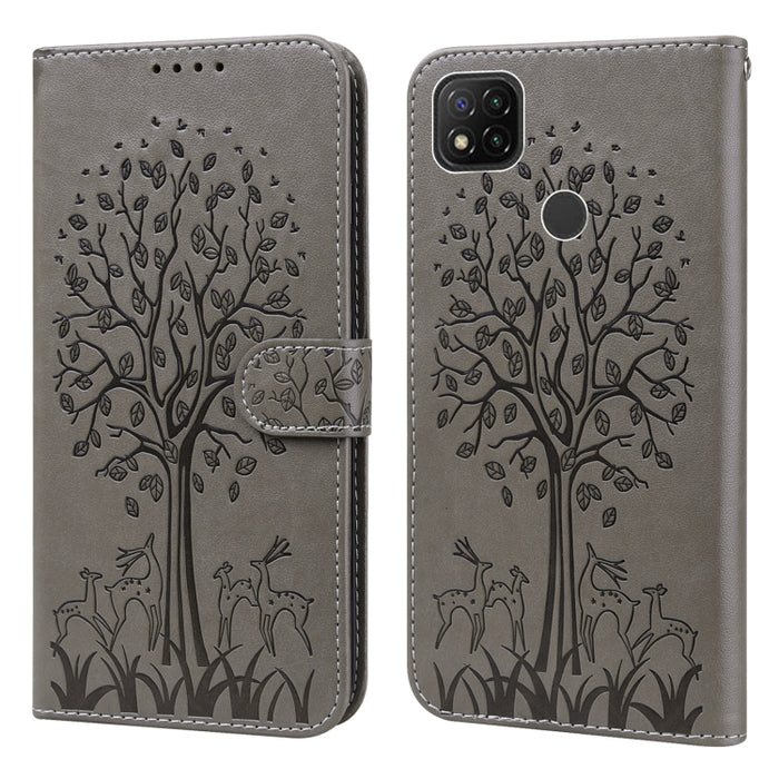Estuche para teléfono de cuero con tapa prensada con patrón de árbol y ciervo, For Nokia 3.4 / 5.4, For Nokia G20 / G10 / 6.3, For Sony Xperia 10 III, For Xiaomi Redmi Note 10 Lite, For Xiaomi Redmi 9T / 9 Power, For Xiaomi Redmi 10                    ...