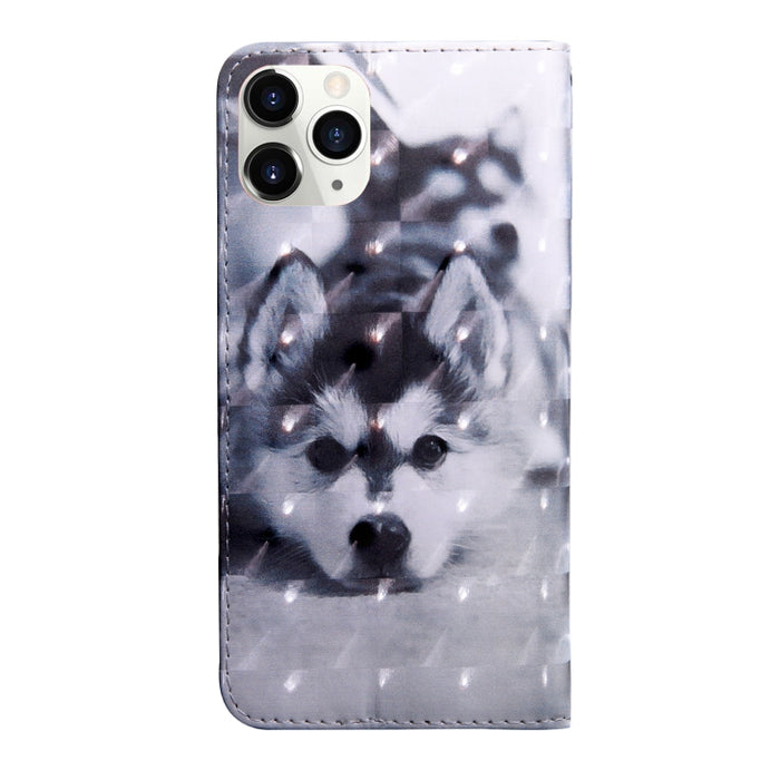 Estuche para teléfono de cuero con dibujo coloreado con patrón de pintura 3D
