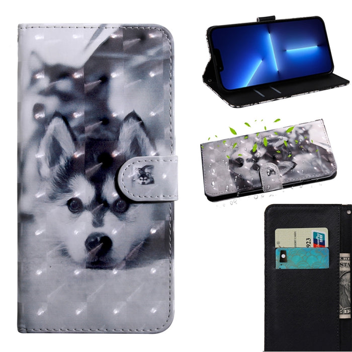 Estuche para teléfono de cuero con dibujo coloreado con patrón de pintura 3D