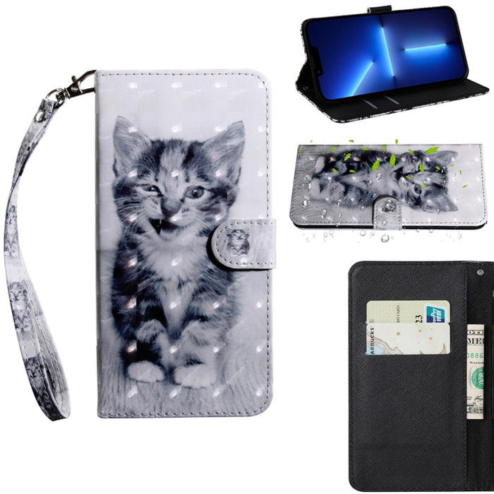 Estuche para teléfono de cuero con dibujo coloreado con patrón de pintura 3D