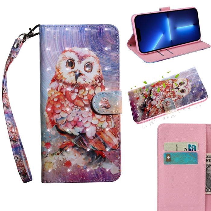 Estuche para teléfono de cuero con dibujo coloreado con patrón de pintura 3D