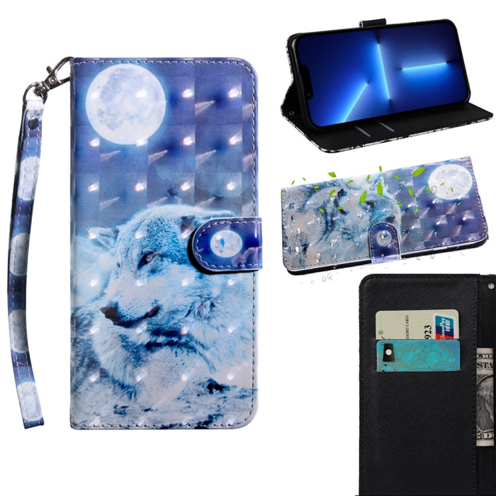 Estuche para teléfono de cuero con dibujo coloreado con patrón de pintura 3D
