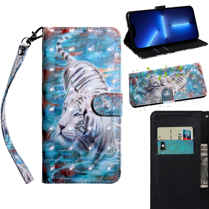 Estuche para teléfono de cuero con dibujo coloreado con patrón de pintura 3D