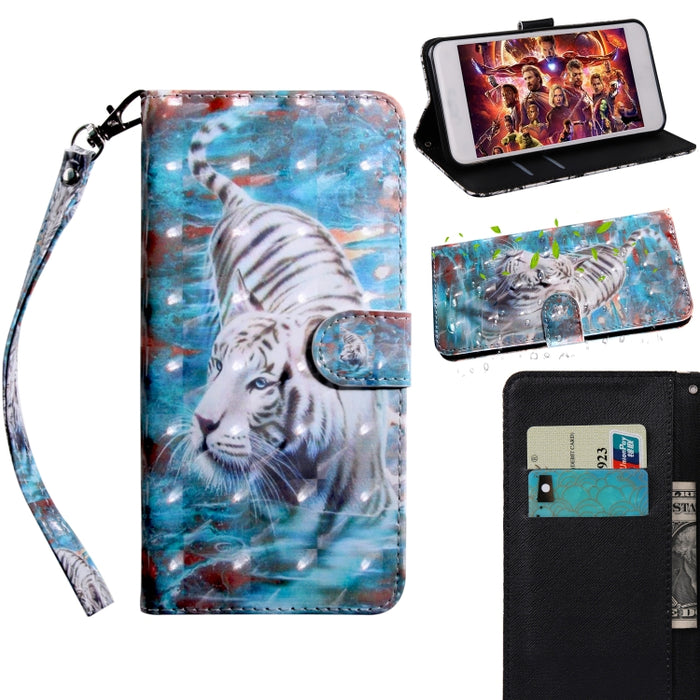 Estuche para teléfono de cuero con dibujo coloreado con patrón de pintura 3D