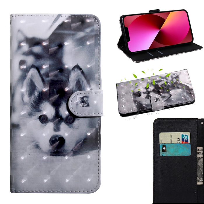 Estuche para teléfono de cuero con dibujo coloreado con patrón de pintura 3D