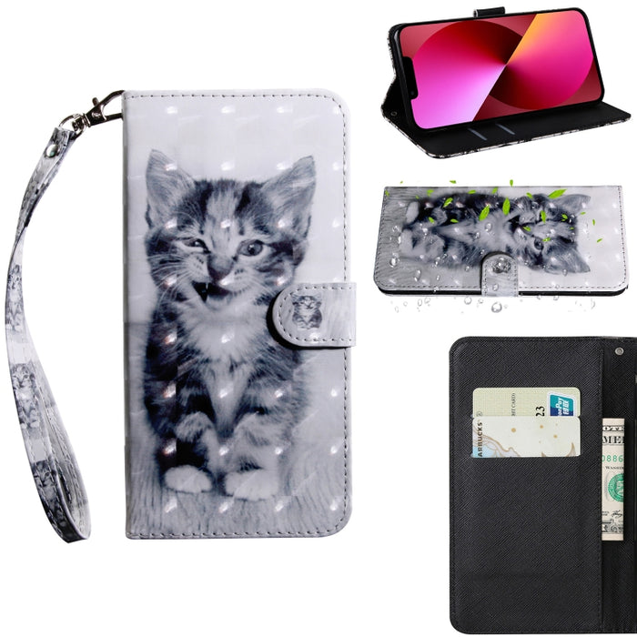 Estuche para teléfono de cuero con dibujo coloreado con patrón de pintura 3D