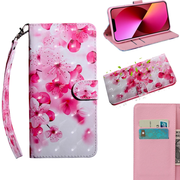 Estuche para teléfono de cuero con dibujo coloreado con patrón de pintura 3D