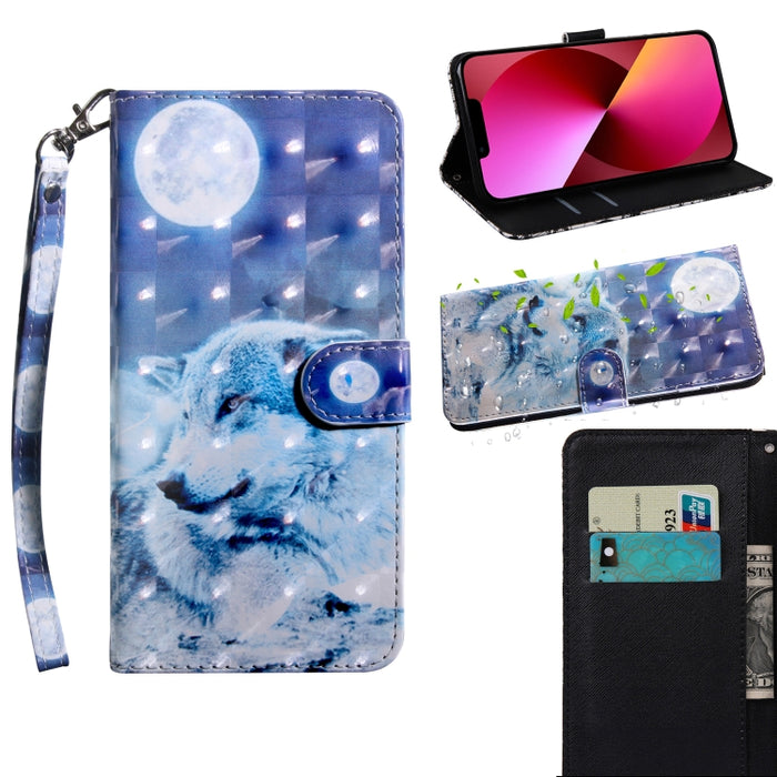 Estuche para teléfono de cuero con dibujo coloreado con patrón de pintura 3D
