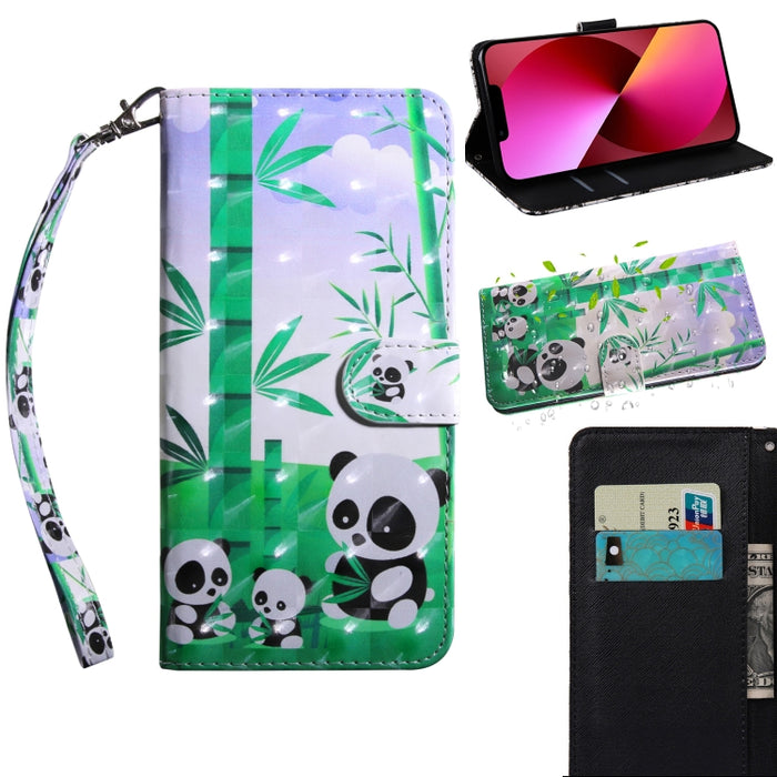 Estuche para teléfono de cuero con dibujo coloreado con patrón de pintura 3D
