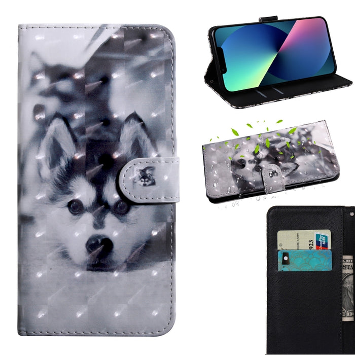 Estuche para teléfono de cuero con dibujo coloreado con patrón de pintura 3D