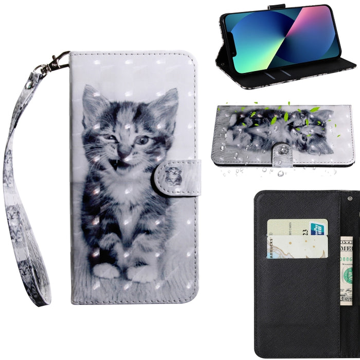 Estuche para teléfono de cuero con dibujo coloreado con patrón de pintura 3D