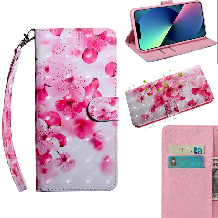 Estuche para teléfono de cuero con dibujo coloreado con patrón de pintura 3D