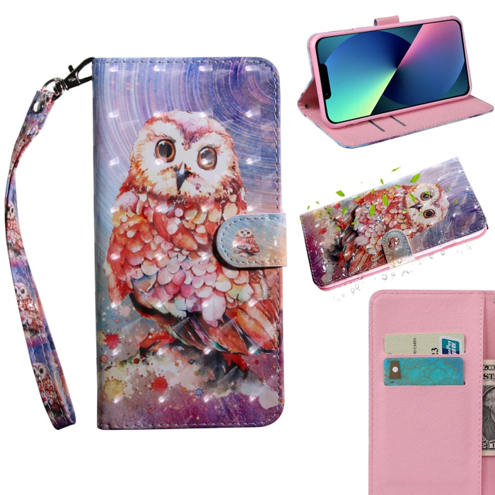 Estuche para teléfono de cuero con dibujo coloreado con patrón de pintura 3D