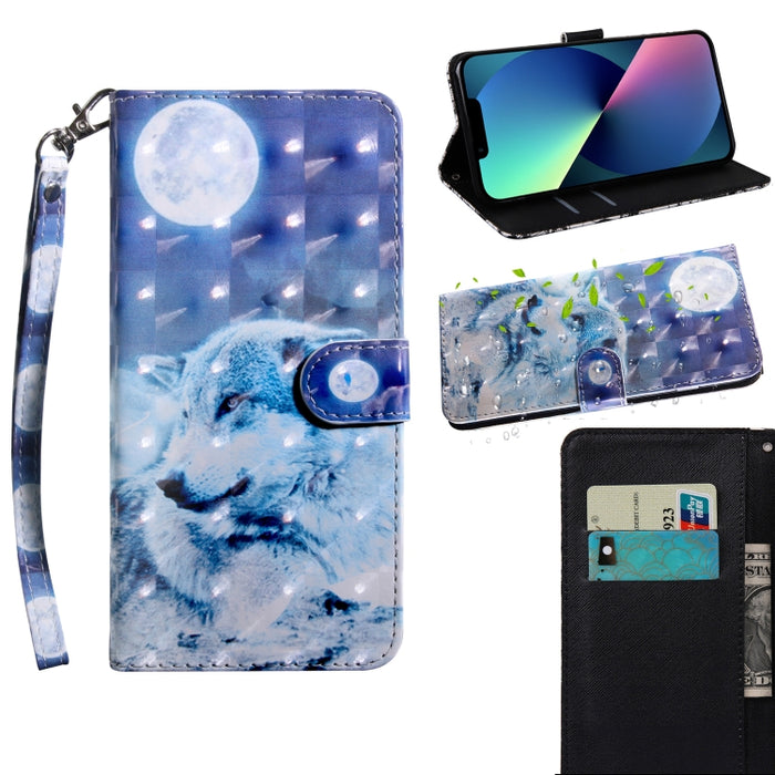 Estuche para teléfono de cuero con dibujo coloreado con patrón de pintura 3D