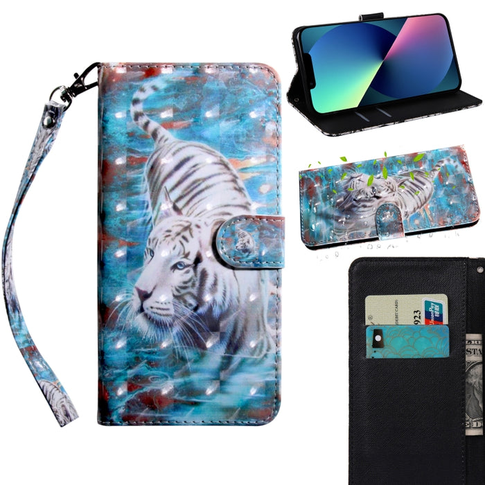 Estuche para teléfono de cuero con dibujo coloreado con patrón de pintura 3D