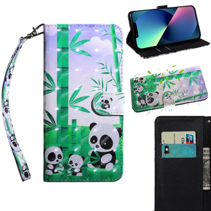 Estuche para teléfono de cuero con dibujo coloreado con patrón de pintura 3D