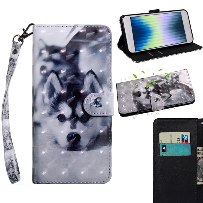 Estuche para teléfono de cuero con dibujo coloreado con patrón de pintura 3D