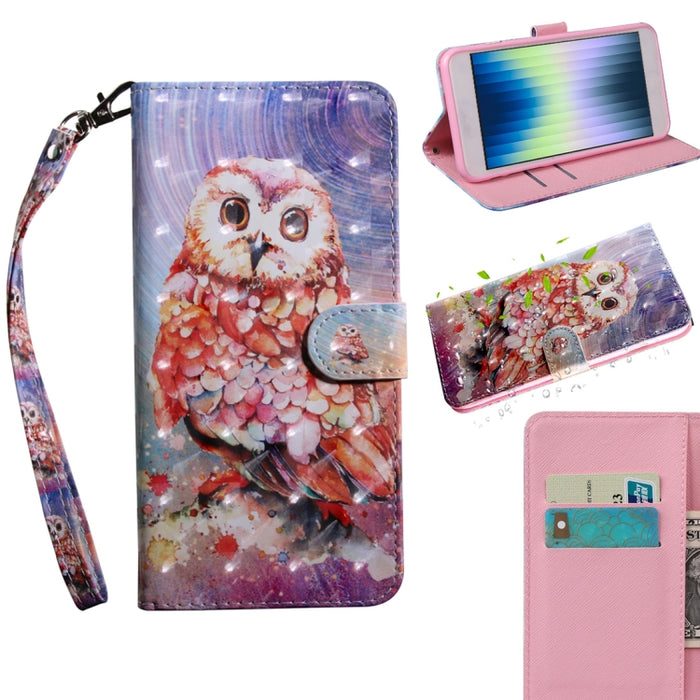 Estuche para teléfono de cuero con dibujo coloreado con patrón de pintura 3D