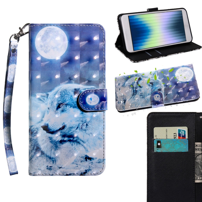 Estuche para teléfono de cuero con dibujo coloreado con patrón de pintura 3D