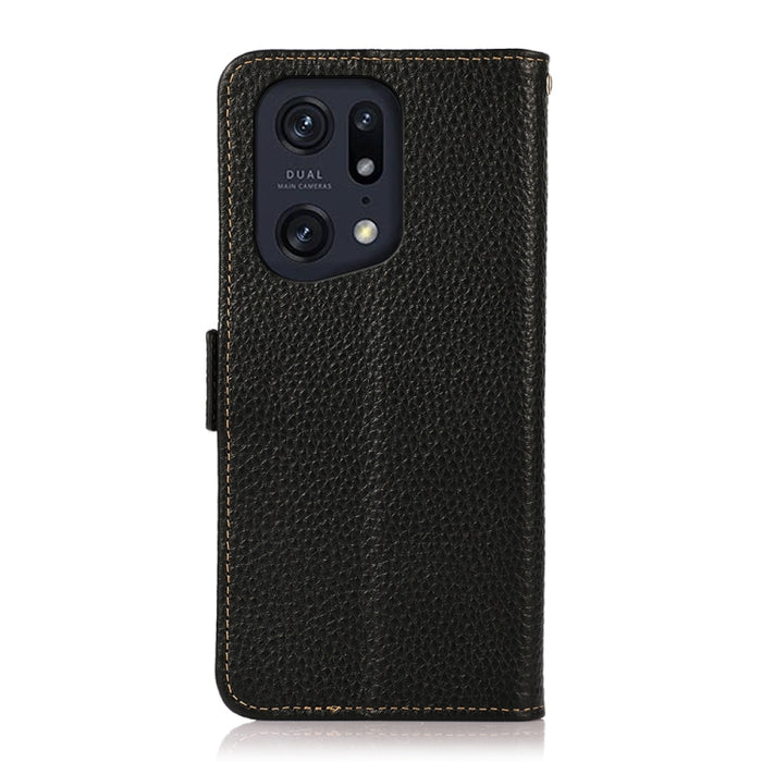 KHAZNEH Side-Magnetic Litchi Genuine Leather RFID Phone Case, For Xiaomi Poco X4 Pro 5G, For OPPO Find X5 Pro, For TCL 30 5G / 30 Plus 5G, For Wiko Y52, For OPPO Find X5, For Xiaomi Redmi K40S 5G