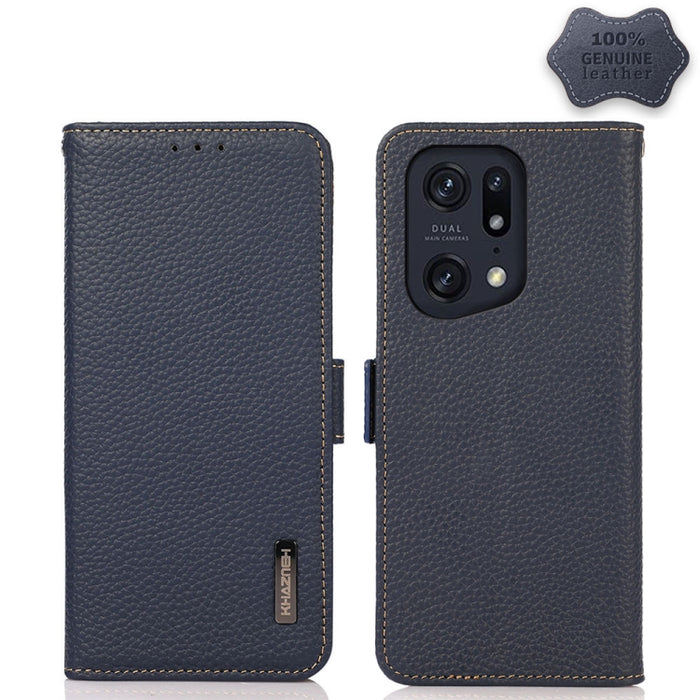 KHAZNEH Side-Magnetic Litchi Genuine Leather RFID Phone Case, For Xiaomi Poco X4 Pro 5G, For OPPO Find X5 Pro, For TCL 30 5G / 30 Plus 5G, For Wiko Y52, For OPPO Find X5, For Xiaomi Redmi K40S 5G