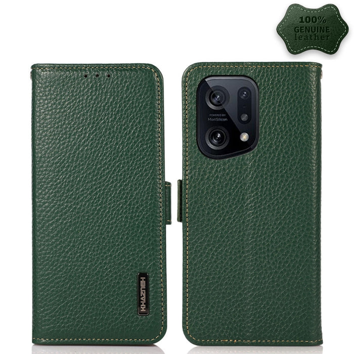 KHAZNEH Side-Magnetic Litchi Genuine Leather RFID Phone Case, For Xiaomi Poco X4 Pro 5G, For OPPO Find X5 Pro, For TCL 30 5G / 30 Plus 5G, For Wiko Y52, For OPPO Find X5, For Xiaomi Redmi K40S 5G