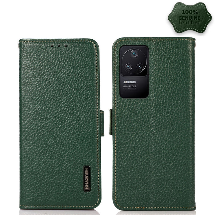 KHAZNEH Side-Magnetic Litchi Genuine Leather RFID Phone Case, For Xiaomi Poco X4 Pro 5G, For OPPO Find X5 Pro, For TCL 30 5G / 30 Plus 5G, For Wiko Y52, For OPPO Find X5, For Xiaomi Redmi K40S 5G