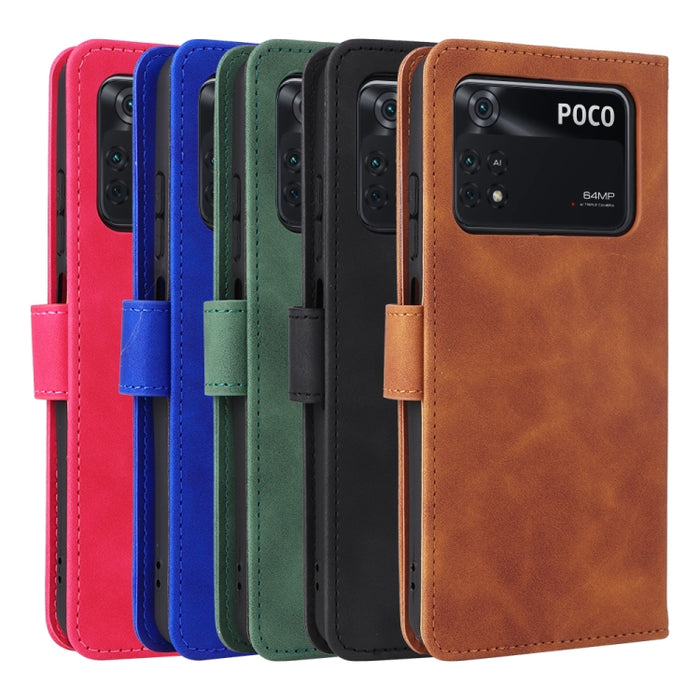 Estuche para teléfono de cuero con tapa magnética Skin Feel, For Xiaomi Poco M4 Pro 4G, For OnePlus Nord CE 2 5G