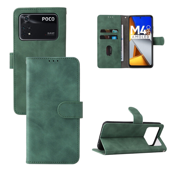 Estuche para teléfono de cuero con tapa magnética Skin Feel, For Xiaomi Poco M4 Pro 4G, For OnePlus Nord CE 2 5G