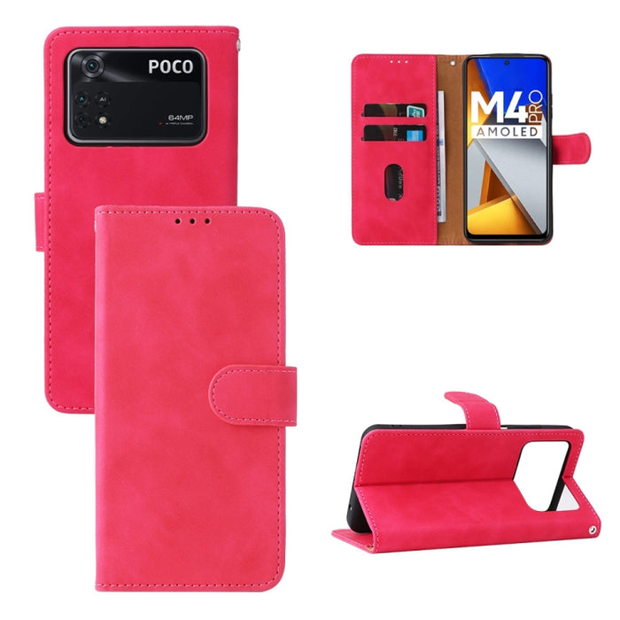 Estuche para teléfono de cuero con tapa magnética Skin Feel, For Xiaomi Poco M4 Pro 4G, For OnePlus Nord CE 2 5G