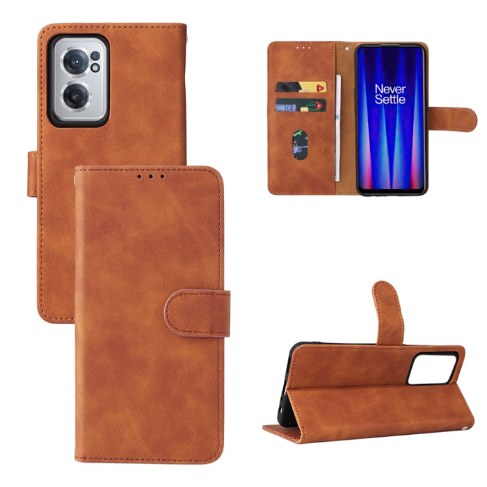 Estuche para teléfono de cuero con tapa magnética Skin Feel, For Xiaomi Poco M4 Pro 4G, For OnePlus Nord CE 2 5G
