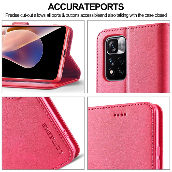 LC.IMEEKE Estuche para teléfono de cuero con textura de becerro, For Xiaomi Redmi Note 11 Pro+ 5G International Version
