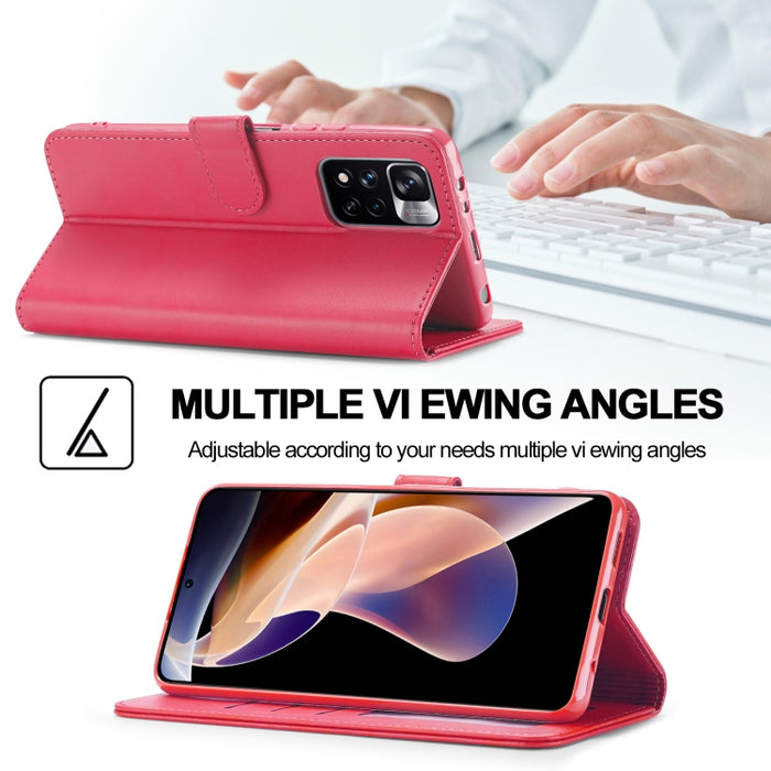 LC.IMEEKE Estuche para teléfono de cuero con textura de becerro, For Xiaomi Redmi Note 11 Pro+ 5G International Version