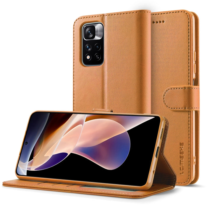 LC.IMEEKE Estuche para teléfono de cuero con textura de becerro, For Xiaomi Redmi Note 11 Pro+ 5G International Version