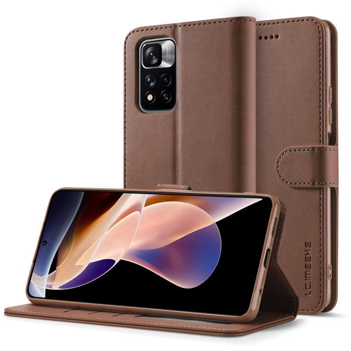 LC.IMEEKE Estuche para teléfono de cuero con textura de becerro, For Xiaomi Redmi Note 11 Pro+ 5G International Version
