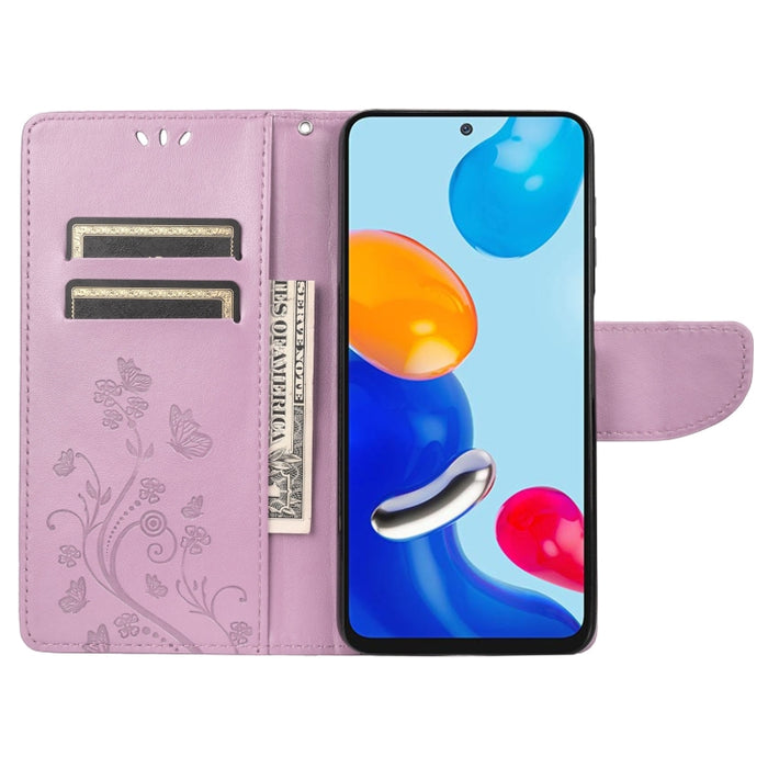 Estuche para teléfono de cuero con tapa y patrón de mariposa en relieve, For Xiaomi Redmi Note 11 4G / Note 11S, For Xiaomi Poco X4 Pro 5G
