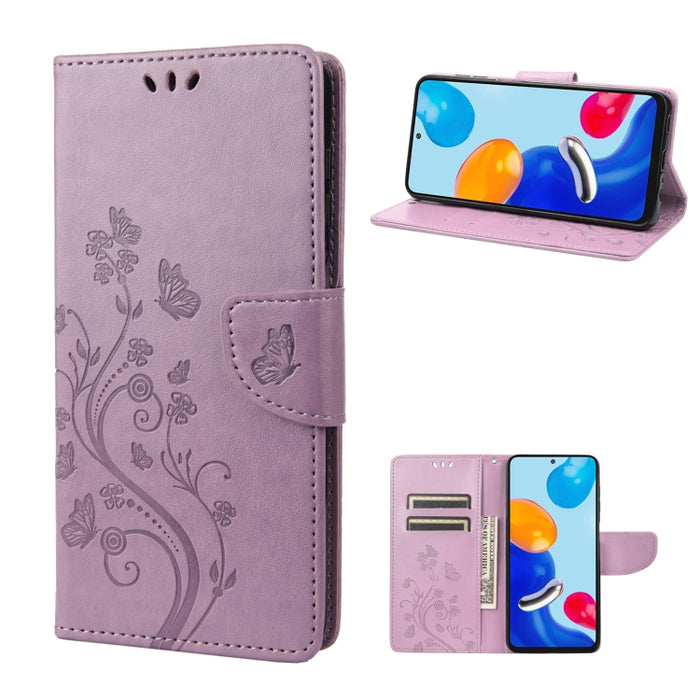 Estuche para teléfono de cuero con tapa y patrón de mariposa en relieve, For Xiaomi Redmi Note 11 4G / Note 11S, For Xiaomi Poco X4 Pro 5G