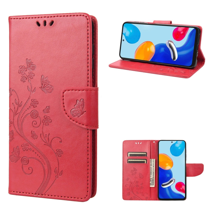 Estuche para teléfono de cuero con tapa y patrón de mariposa en relieve, For Xiaomi Redmi Note 11 4G / Note 11S, For Xiaomi Poco X4 Pro 5G