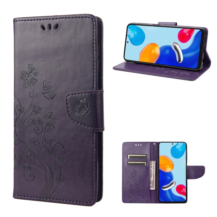Estuche para teléfono de cuero con tapa y patrón de mariposa en relieve, For Xiaomi Redmi Note 11 4G / Note 11S, For Xiaomi Poco X4 Pro 5G