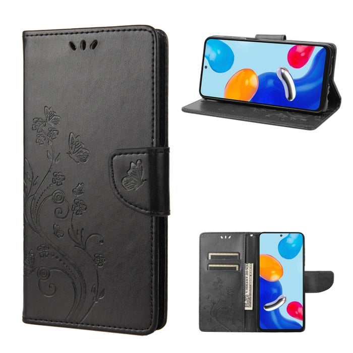 Estuche para teléfono de cuero con tapa y patrón de mariposa en relieve, For Xiaomi Redmi Note 11 4G / Note 11S, For Xiaomi Poco X4 Pro 5G