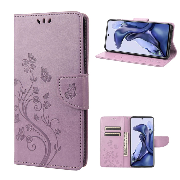 Estuche para teléfono de cuero con tapa y patrón de mariposa en relieve, For Xiaomi Redmi Note 11 4G / Note 11S, For Xiaomi Poco X4 Pro 5G