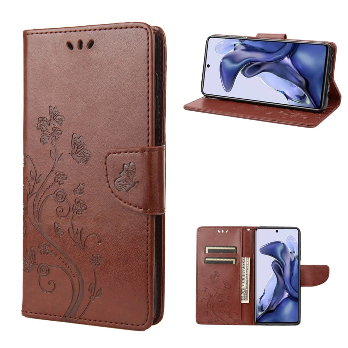 Estuche para teléfono de cuero con tapa y patrón de mariposa en relieve, For Xiaomi Redmi Note 11 4G / Note 11S, For Xiaomi Poco X4 Pro 5G