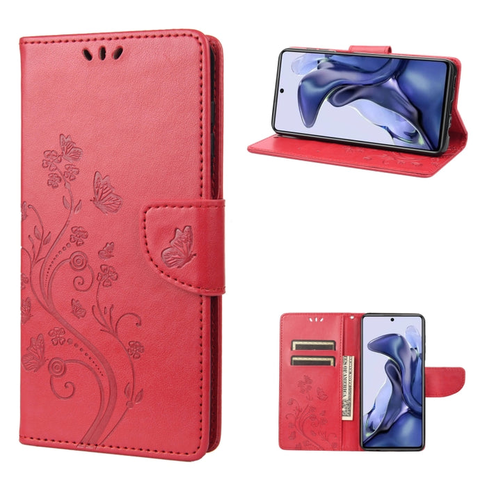 Estuche para teléfono de cuero con tapa y patrón de mariposa en relieve, For Xiaomi Redmi Note 11 4G / Note 11S, For Xiaomi Poco X4 Pro 5G