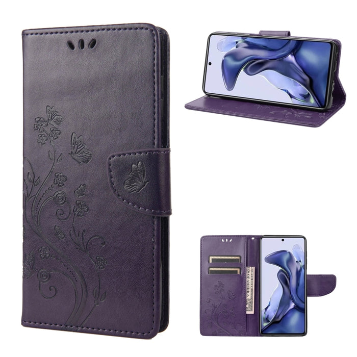 Estuche para teléfono de cuero con tapa y patrón de mariposa en relieve, For Xiaomi Redmi Note 11 4G / Note 11S, For Xiaomi Poco X4 Pro 5G