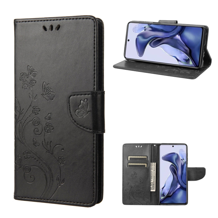 Estuche para teléfono de cuero con tapa y patrón de mariposa en relieve, For Xiaomi Redmi Note 11 4G / Note 11S, For Xiaomi Poco X4 Pro 5G